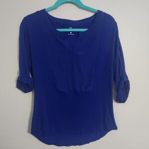 New York & Company Royal Blue Blouse 3/4 length sleeves, size M